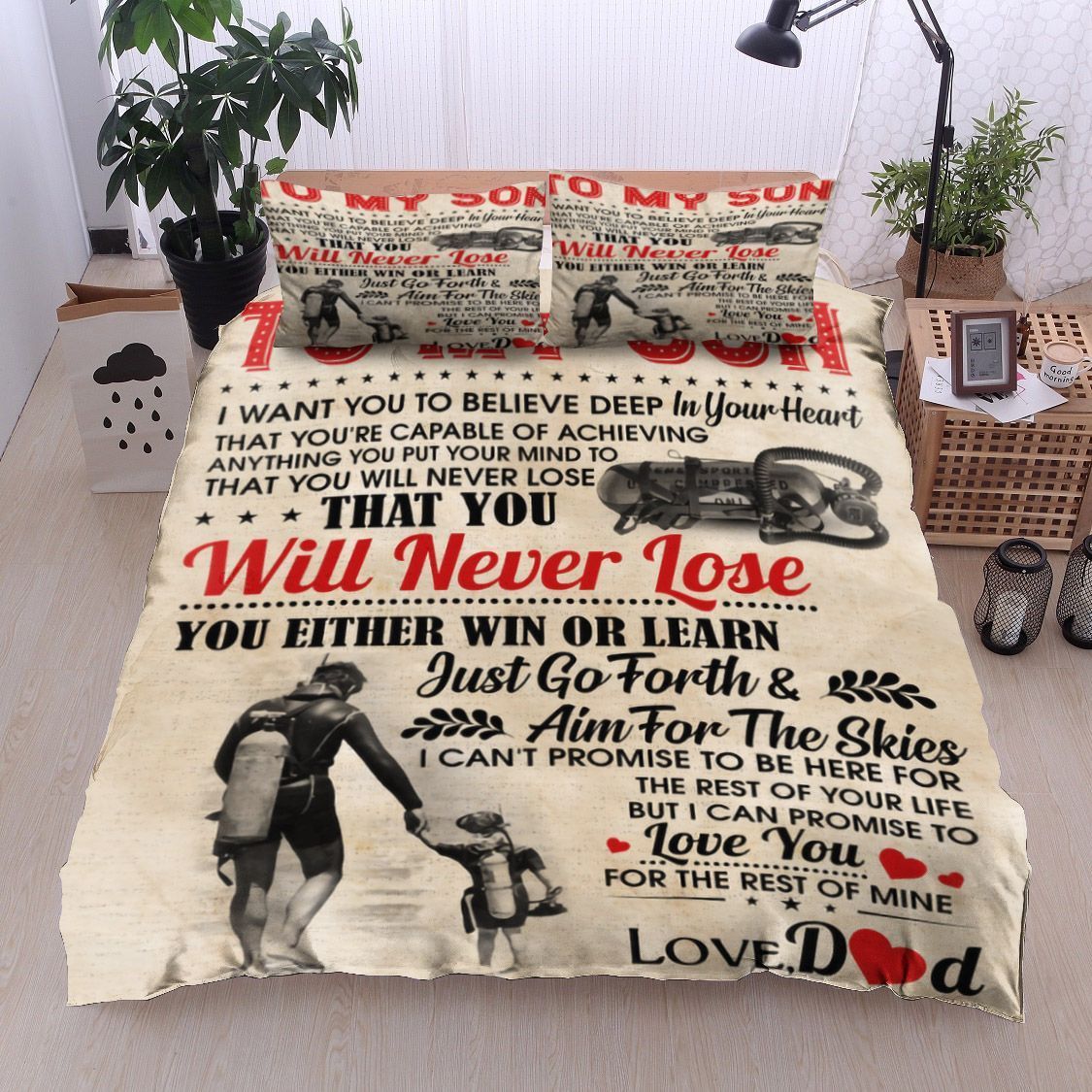 Family To My Son Love Dad Bedding Set