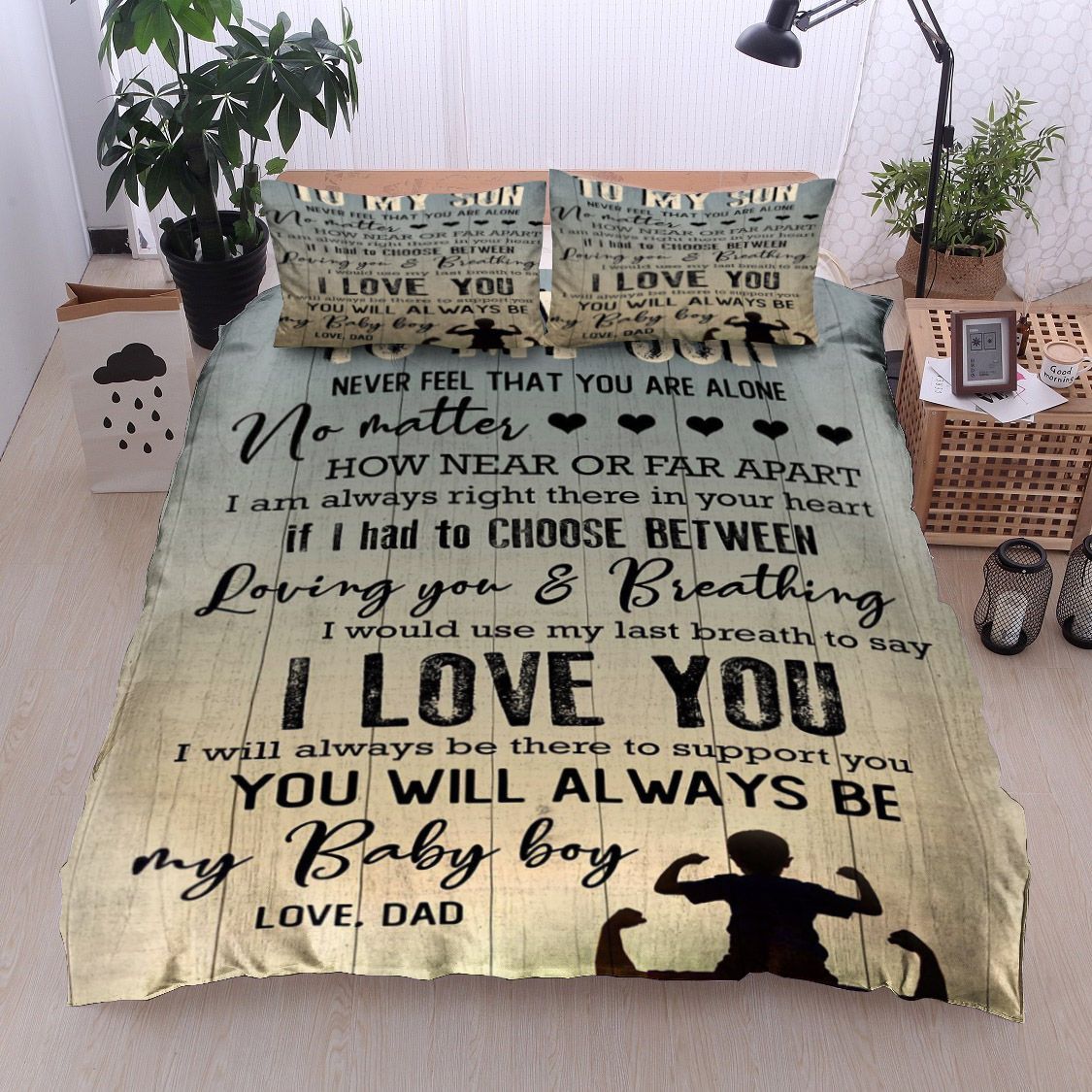 Family To My Son Love Dad Bedding Set
