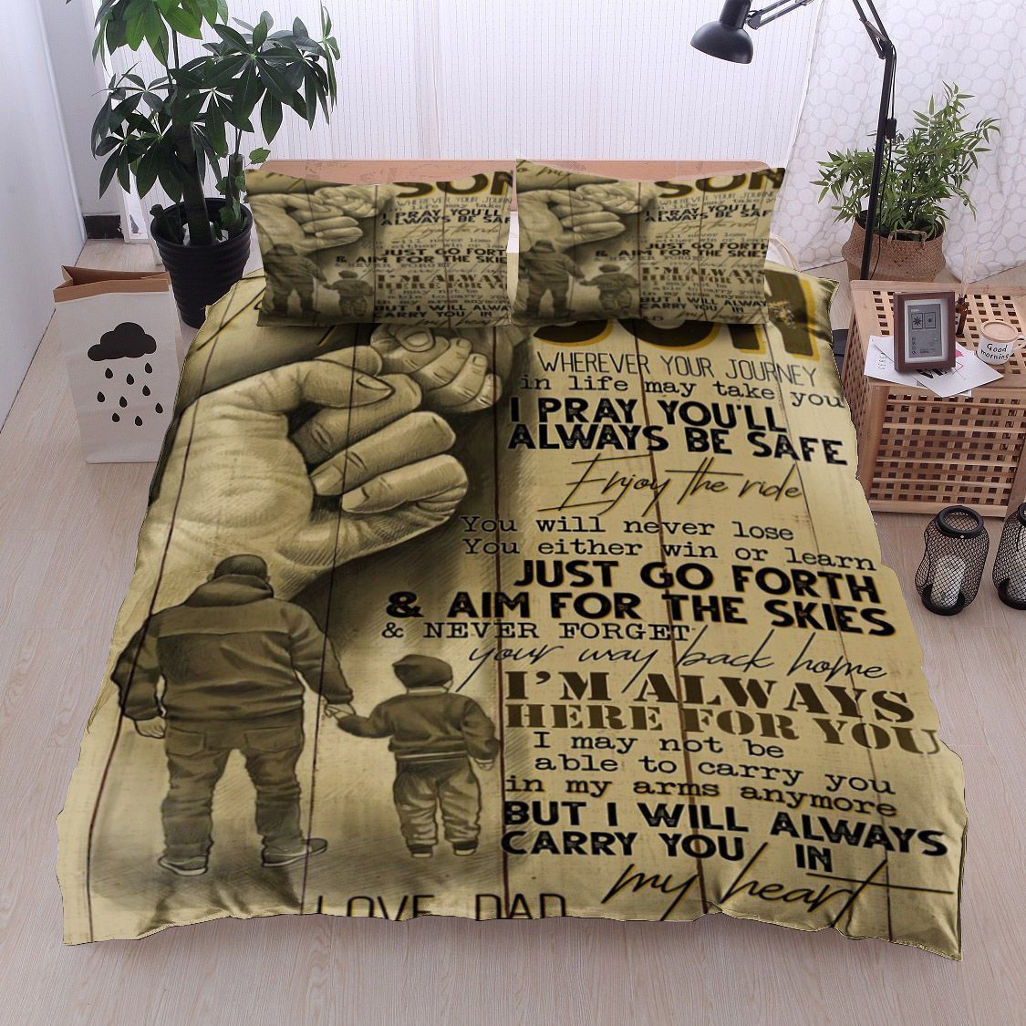 Family To My Son Love Dad Bedding Set