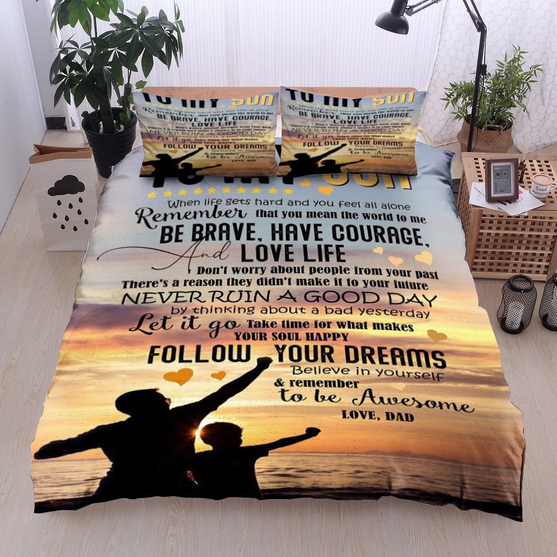 Family To My Son Love Dad Bedding Set