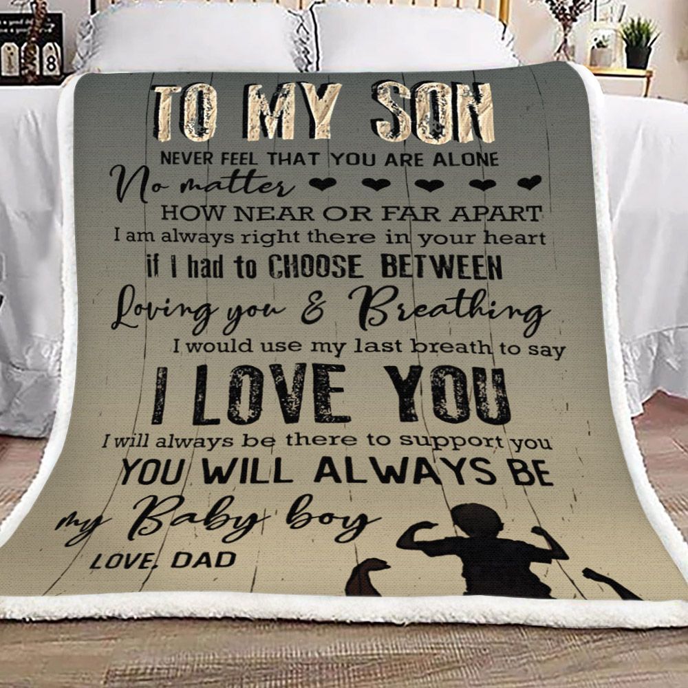 Family To My Son Love Dad Sherpa Fleece Blanket