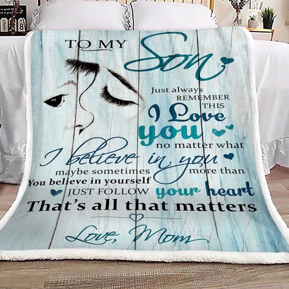 Family To My Son Love Mom Sherpa Fleece Blanket