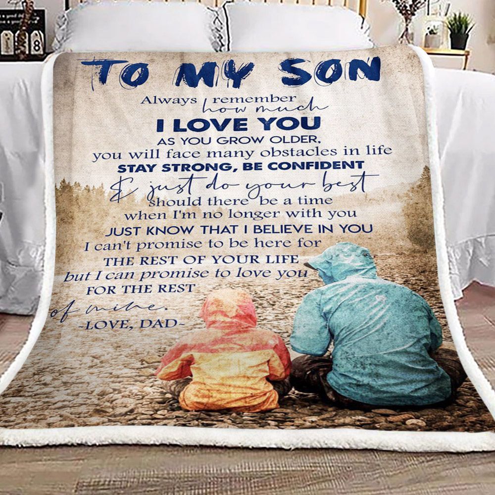 Family To My Son Your Dad Sherpa Fleece Blanket