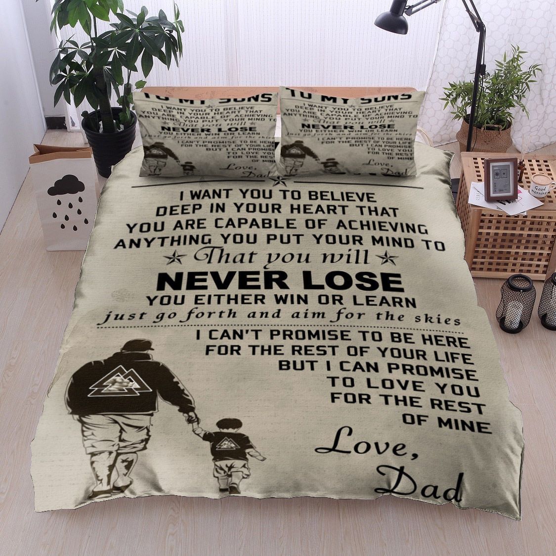Family To My Sons From Dad Bedding Set
