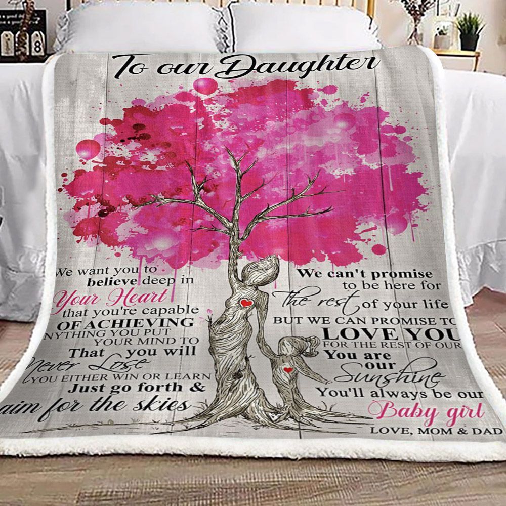 Family To Our Daughter Your Mom Sherpa Fleece Blanket