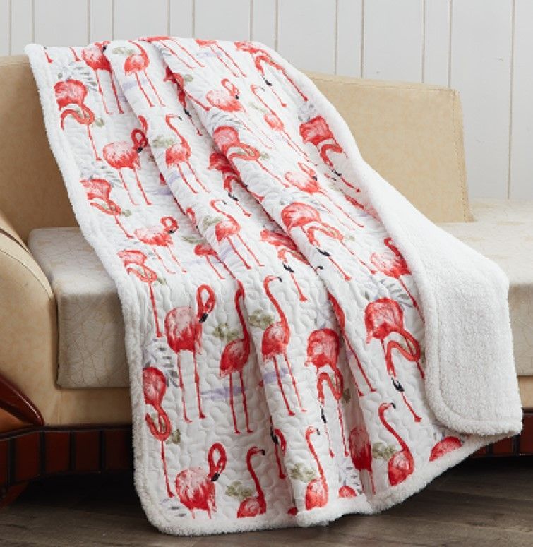 Fancy Flamingo Sherpa Fleece Blanket