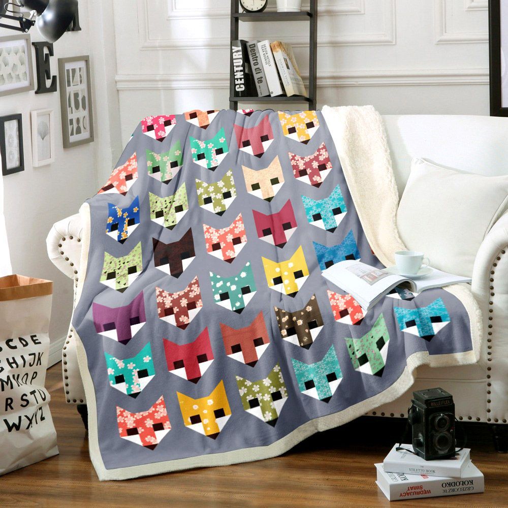 Fancy Foxes Sherpa Fleece Blanket