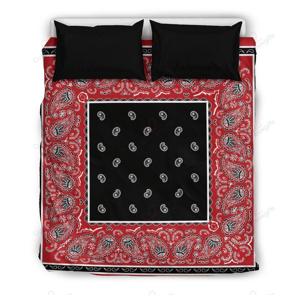 Fancy Red And Black Bandana Bedding Set