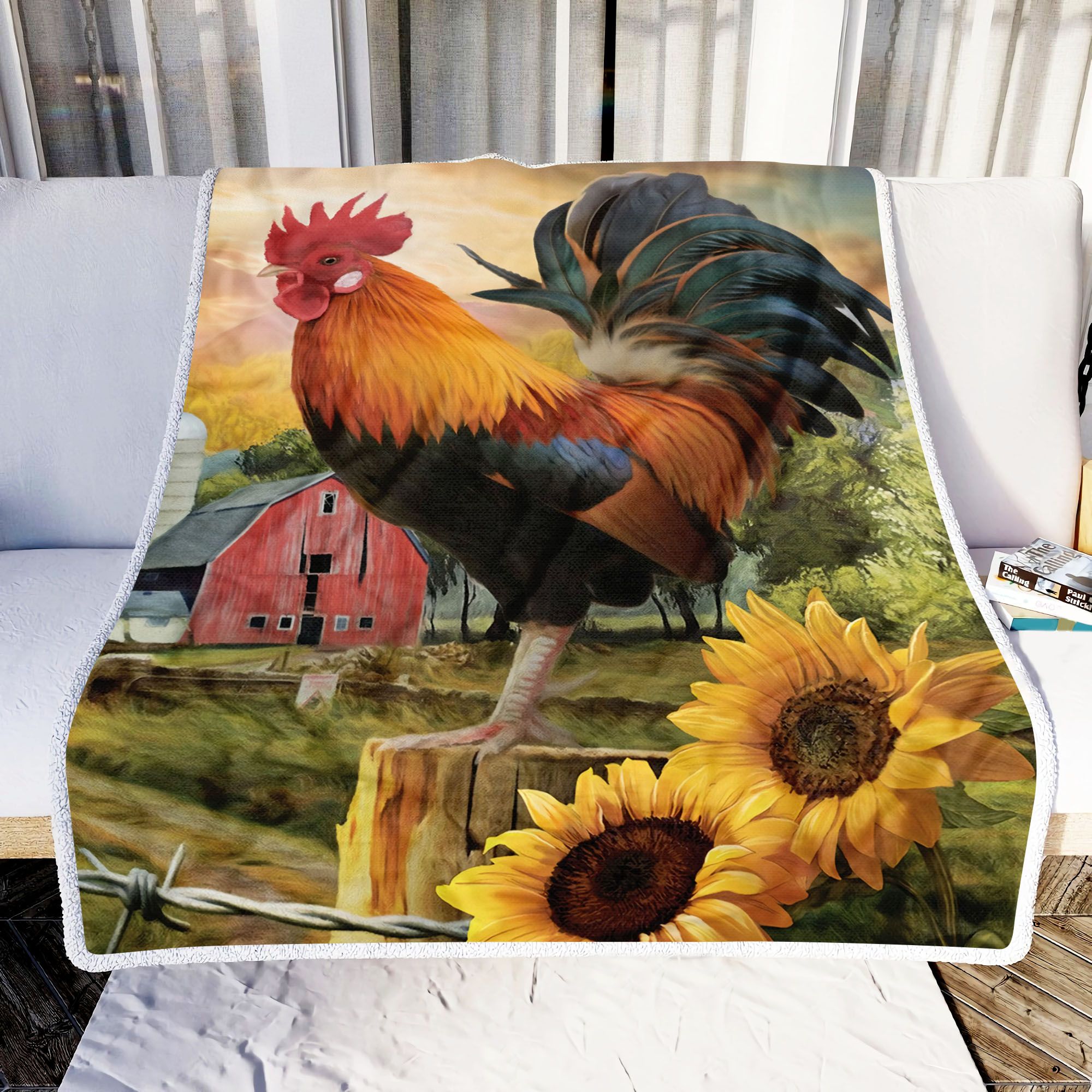 Fancy Rooster Summer Fleece Blanket
