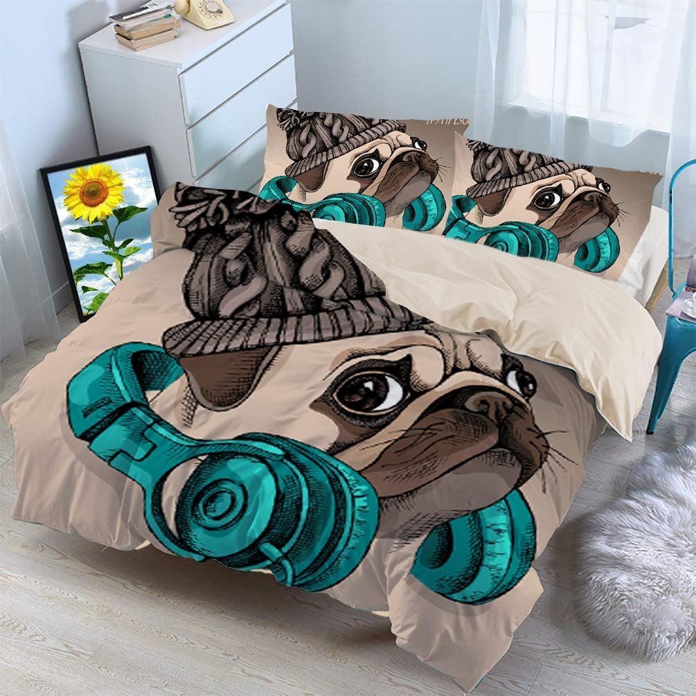 Fantastic Pug Puppy Hipster Bedding Set