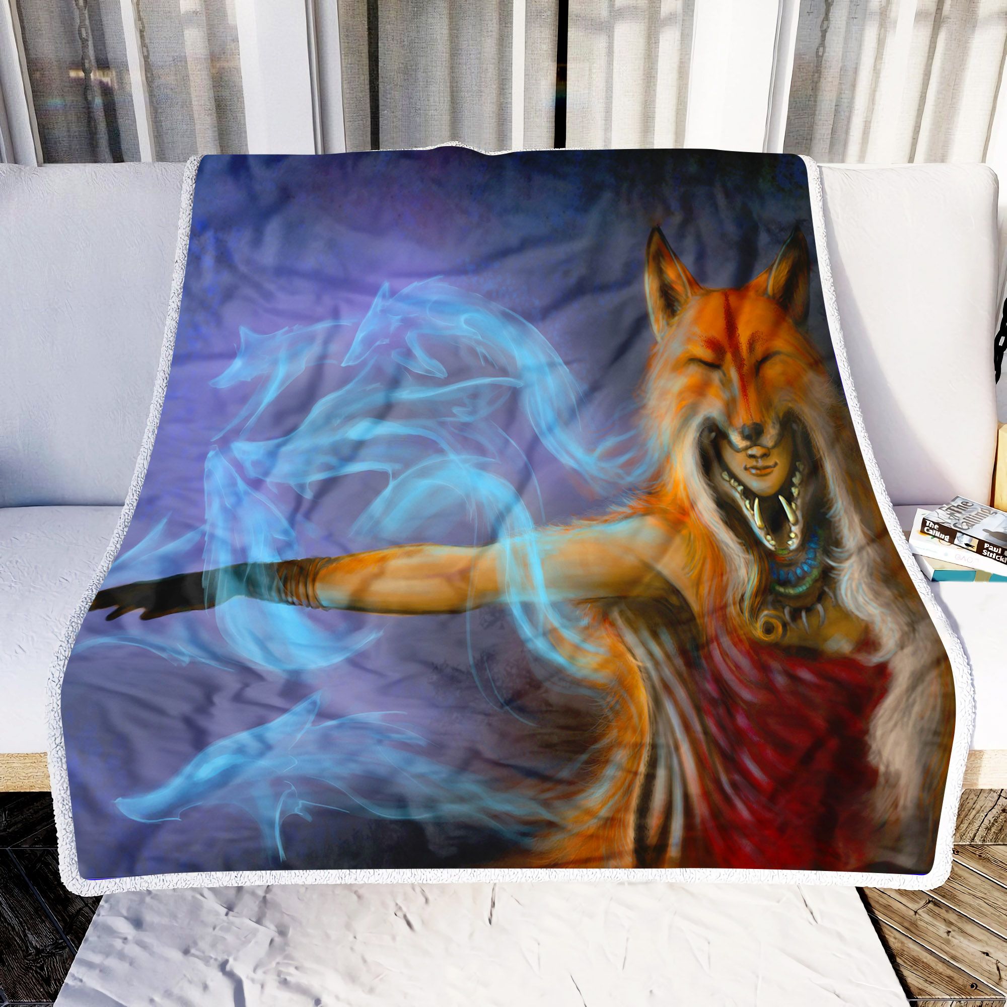 Fantasy Art Fox Girl Fleece Blanket
