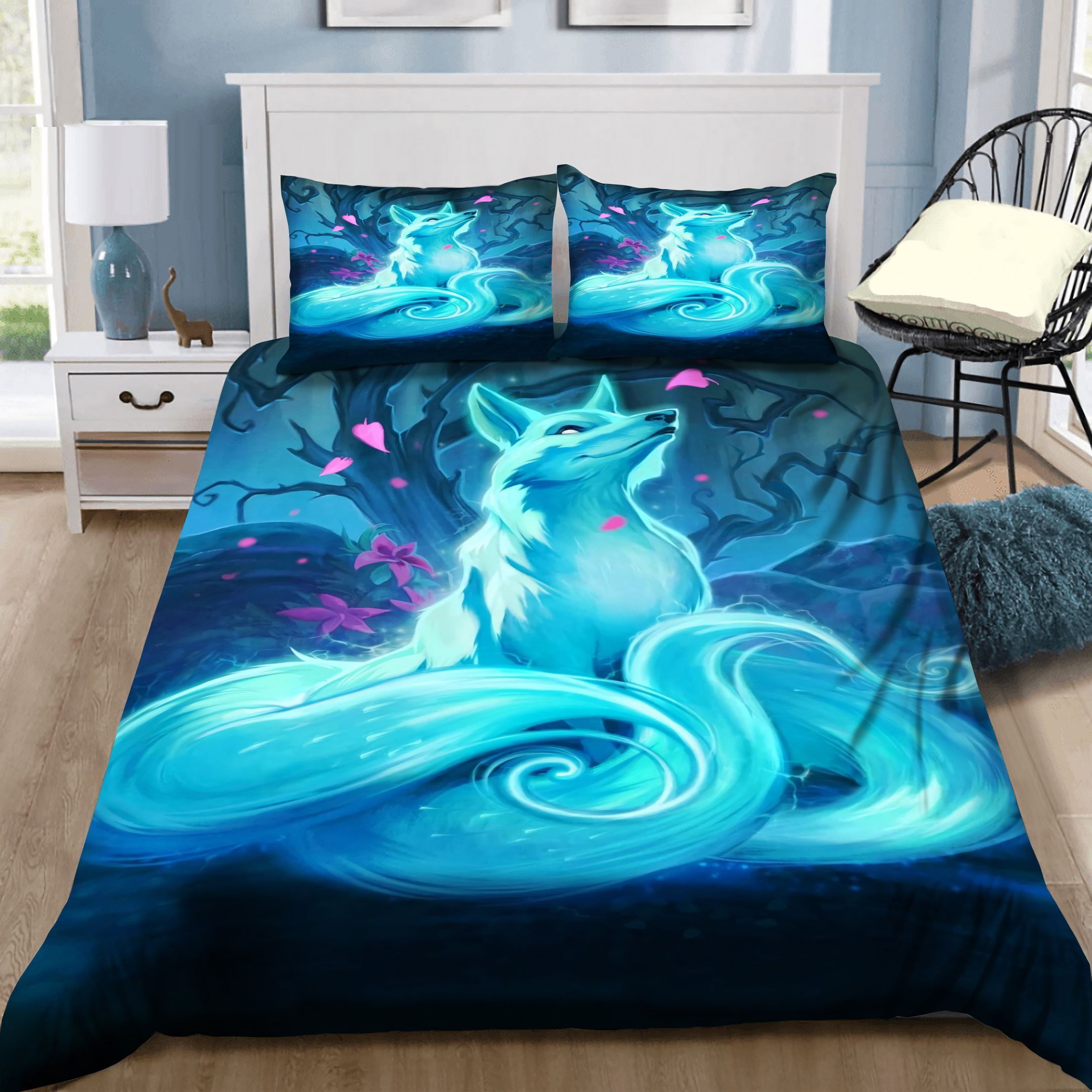 Fantasy Blue Fox Bedding Set