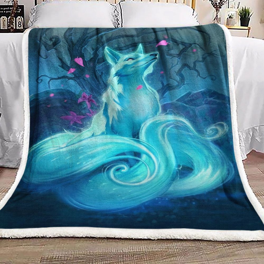 Fantasy Fox Spirit Sherpa Fleece Blanket