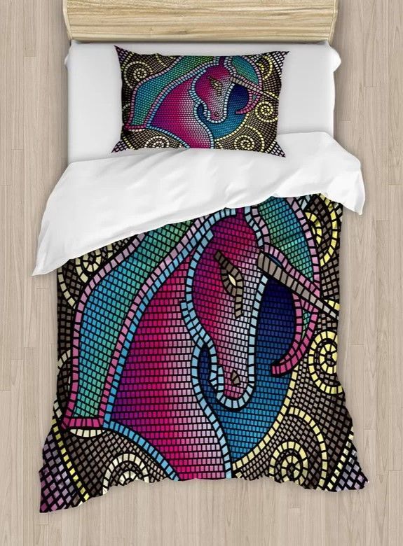Fantasy Fractal Unicorn Bedding Set