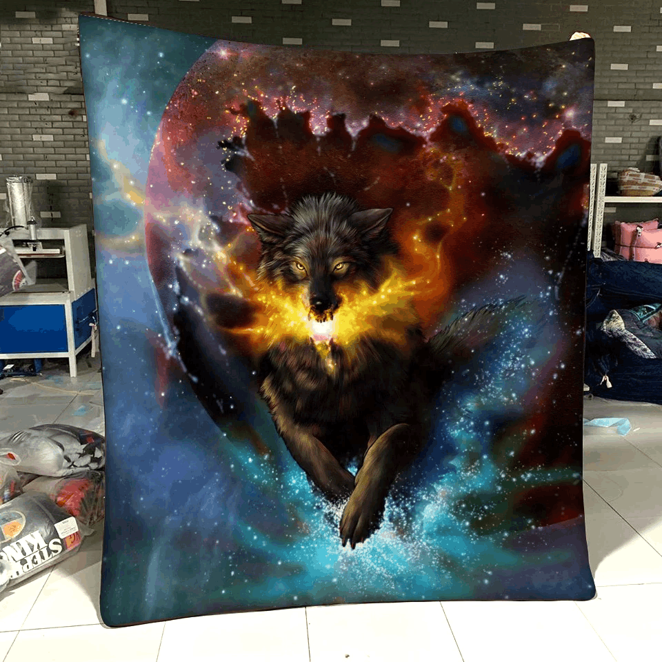 Fantasy Wolf Sherpa Fleece Blanket
