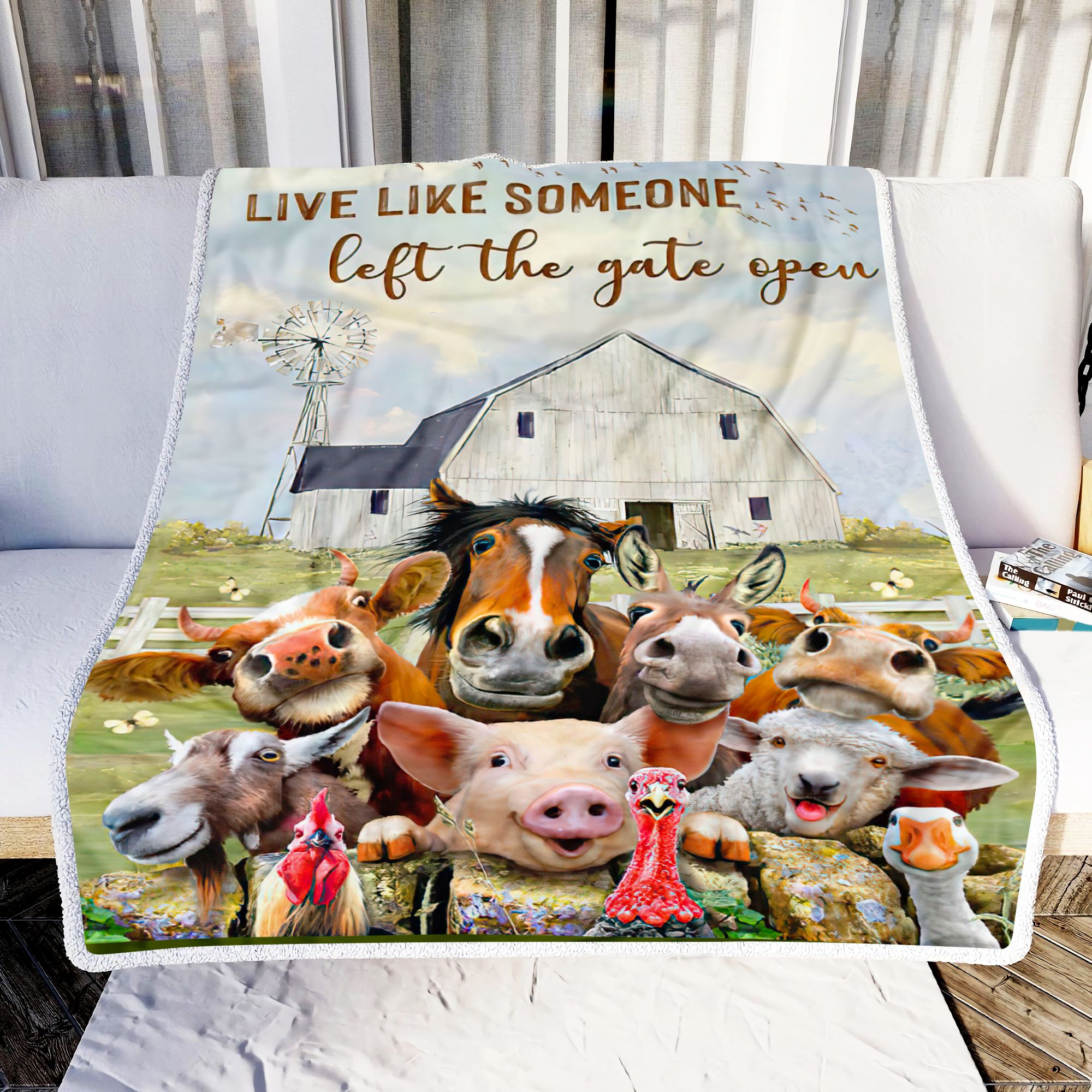 Farm Animal Live Like Someone Left The Gate Open Fleece Blanket