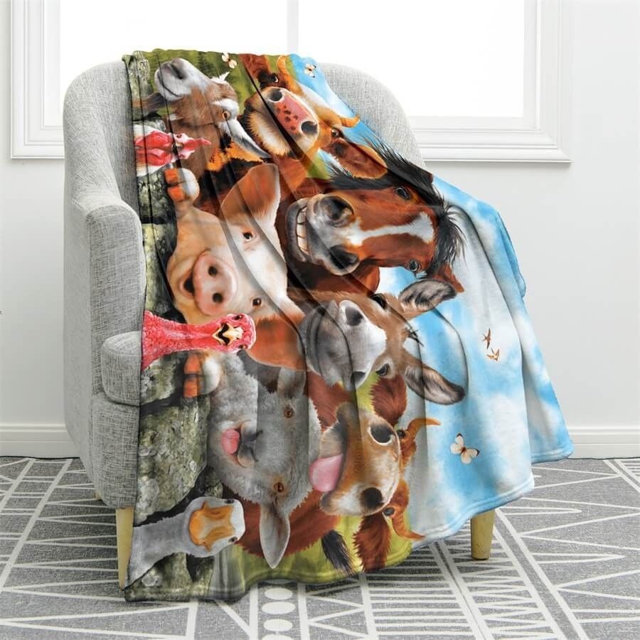Farm Animals Sherpa Fleece Blanket