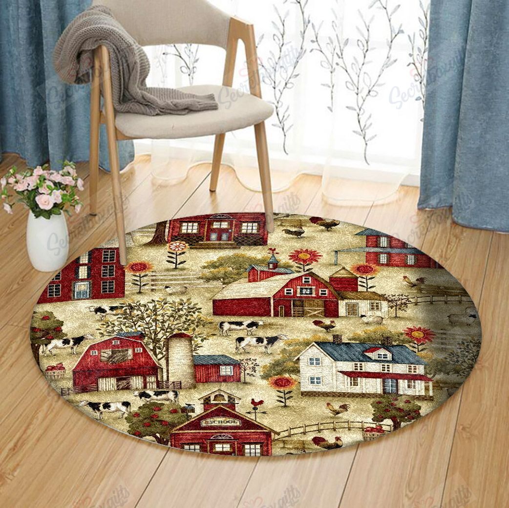 Farm Barn Round Carpet