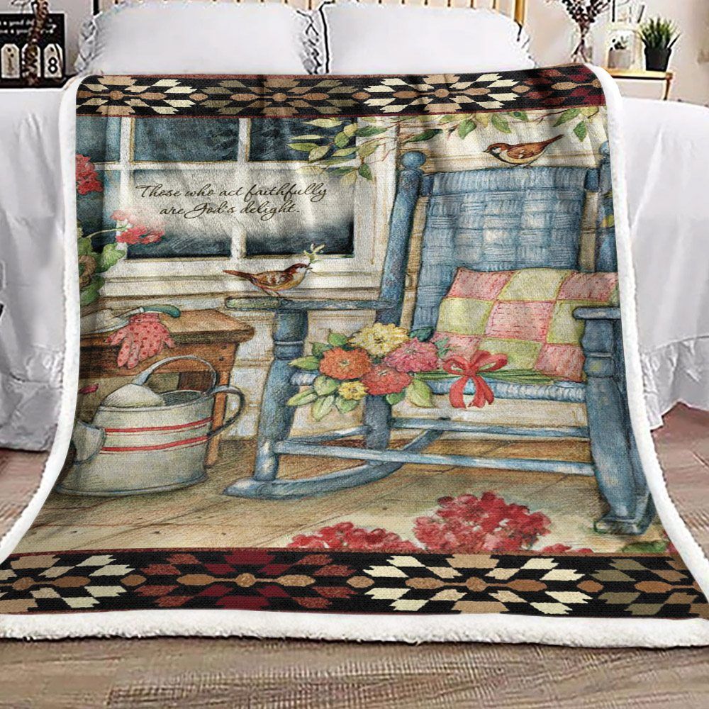 Farm Bird Flower Sherpa Fleece Blanket