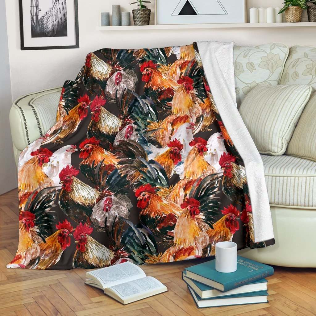 Farm Chicken Hen Sherpa Fleece Blanket
