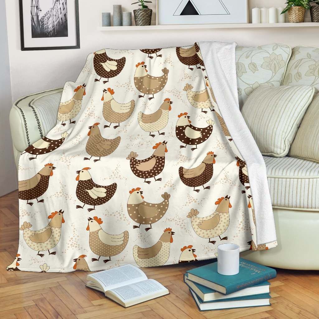 Farm Chicken Hen Sherpa Fleece Blanket
