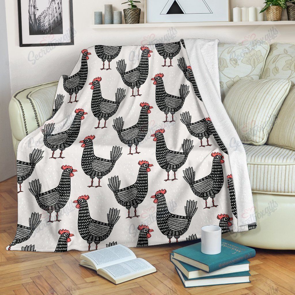 Farm Chicken Pattern Fleece Blanket