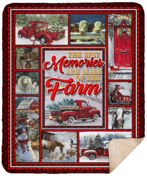 Farm Christmas Sherpa Fleece Blanket