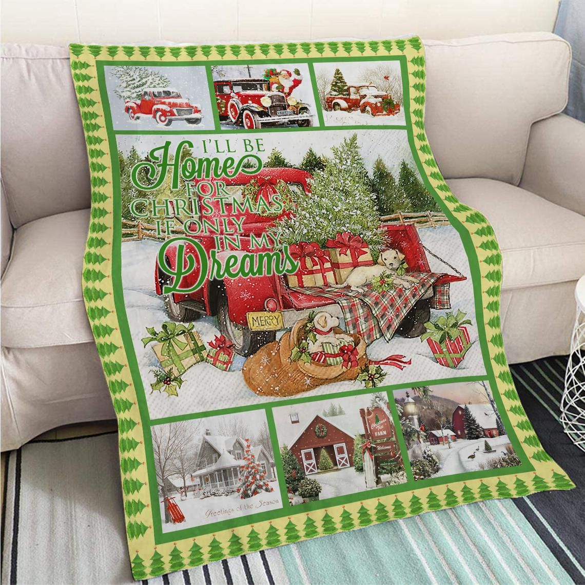 Farm Christmas Fleece Blanket