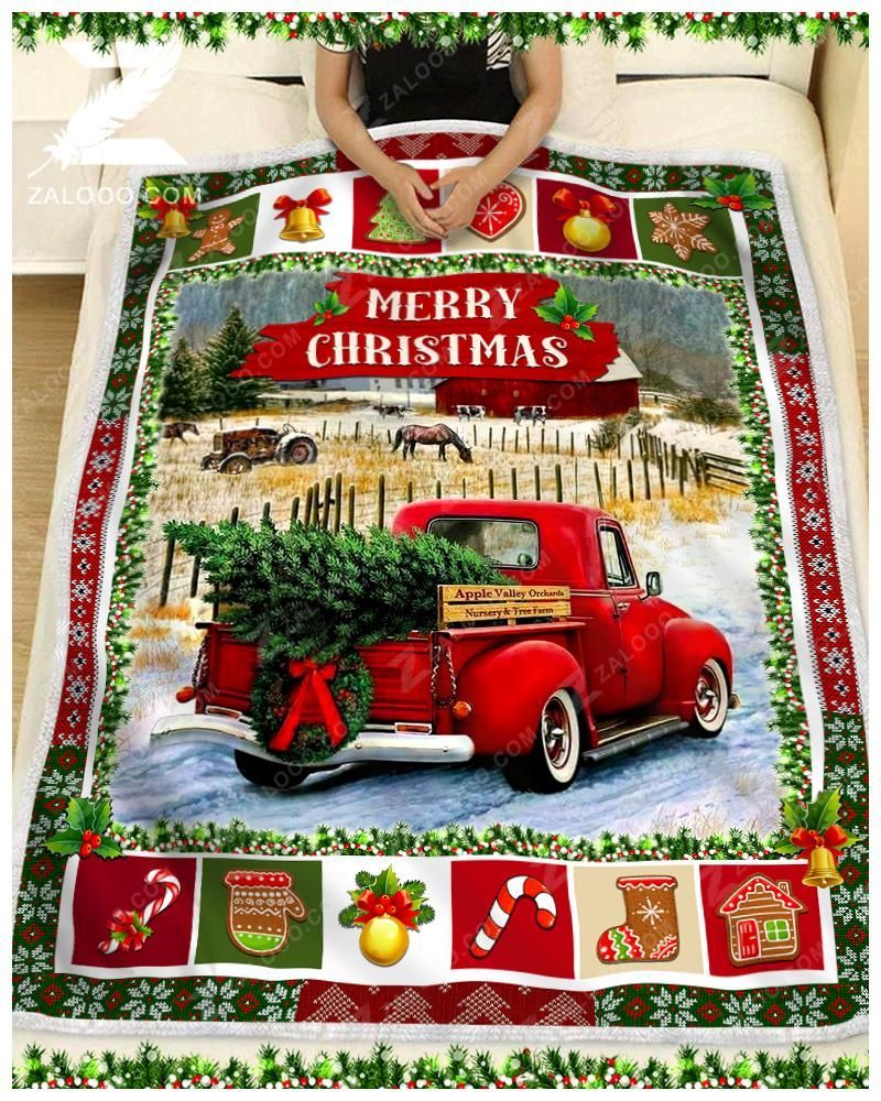 Farm Christmas Fleece Blanket