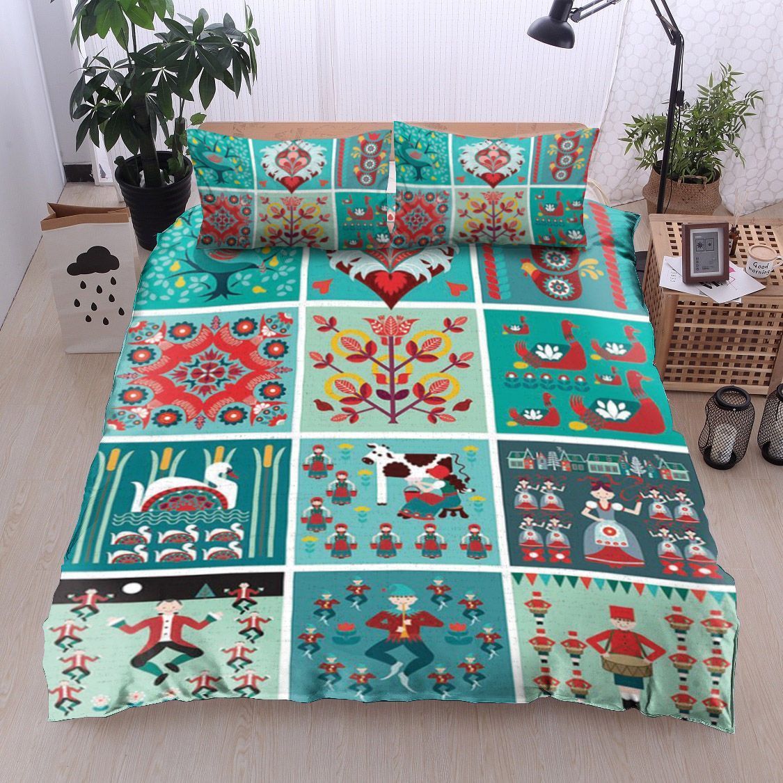 Farm Cow Bird Bedding Set