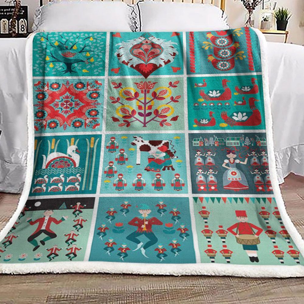 Farm Cow Bird Sherpa Fleece Blanket