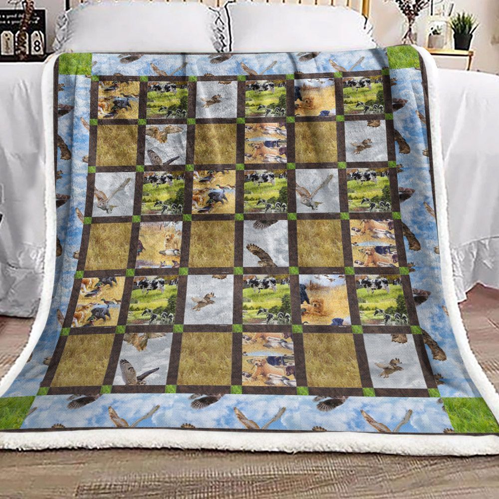 Farm Cow Eagle Sherpa Fleece Blanket