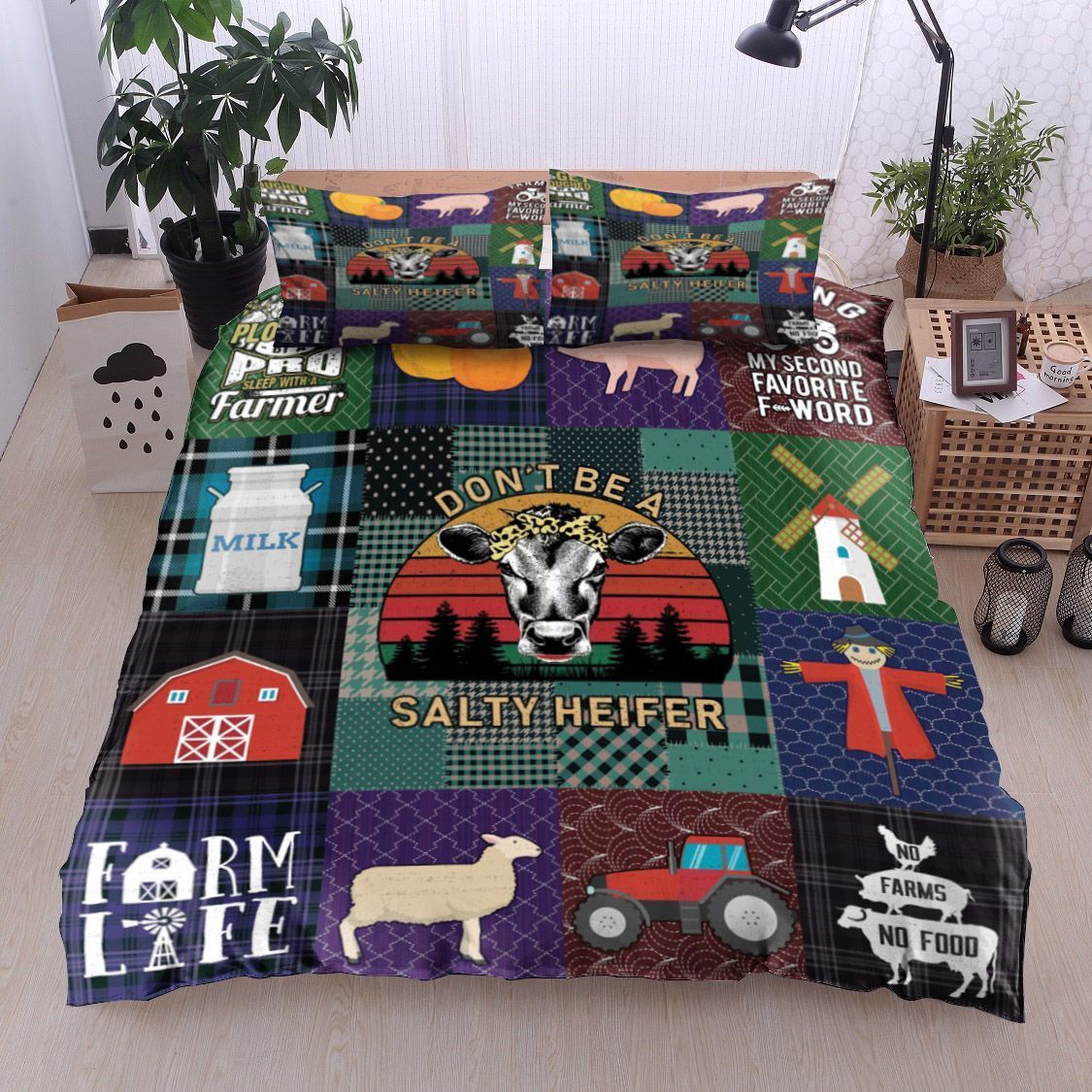 Farm Cow Pig Windmill Pumpkin Bedding Set