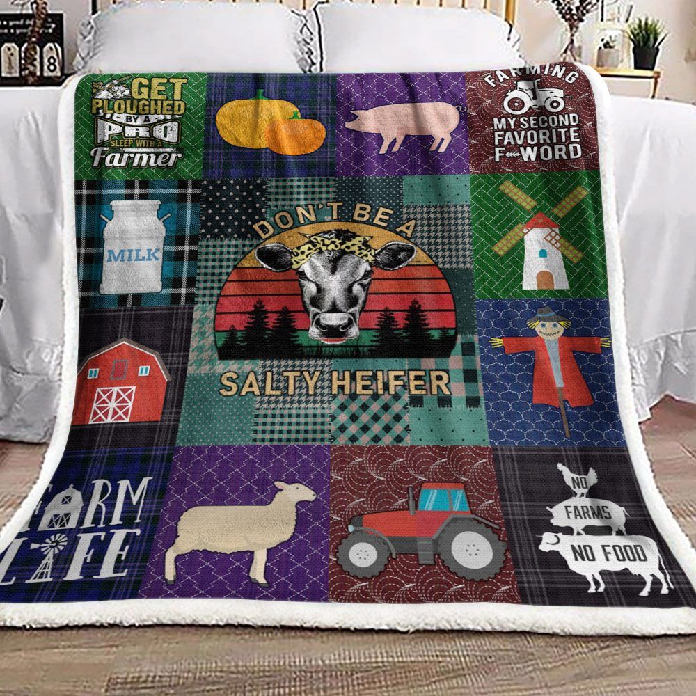 Farm Cow Pig Windmill Pumpkin Sherpa Fleece Blanket