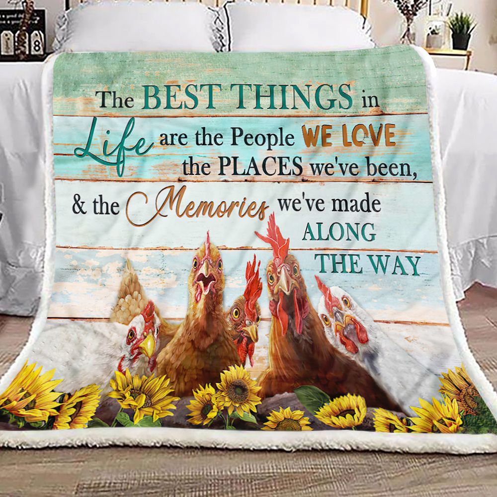 Farm Farmhouse Chicken Canvas The Best Things In Life Fleece Blanket