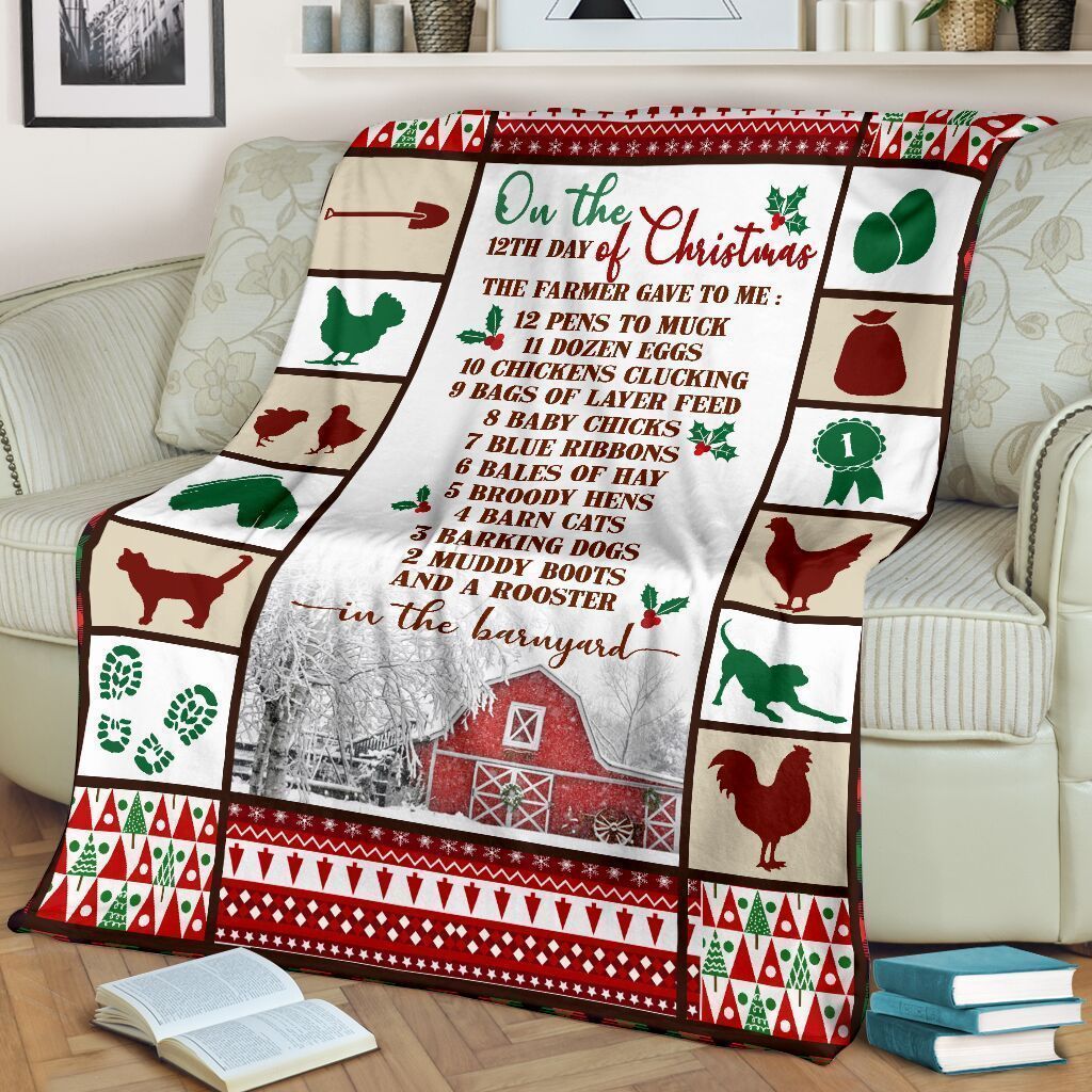Farm On The12th Day Of Christmas Sherpa Fleece Blanket