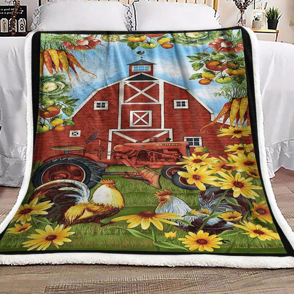 Farm Rooster Sherpa Fleece Blanket