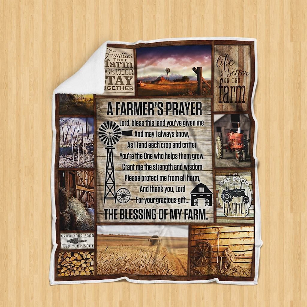 Farmer Prayer Sherpa Fleece Blanket