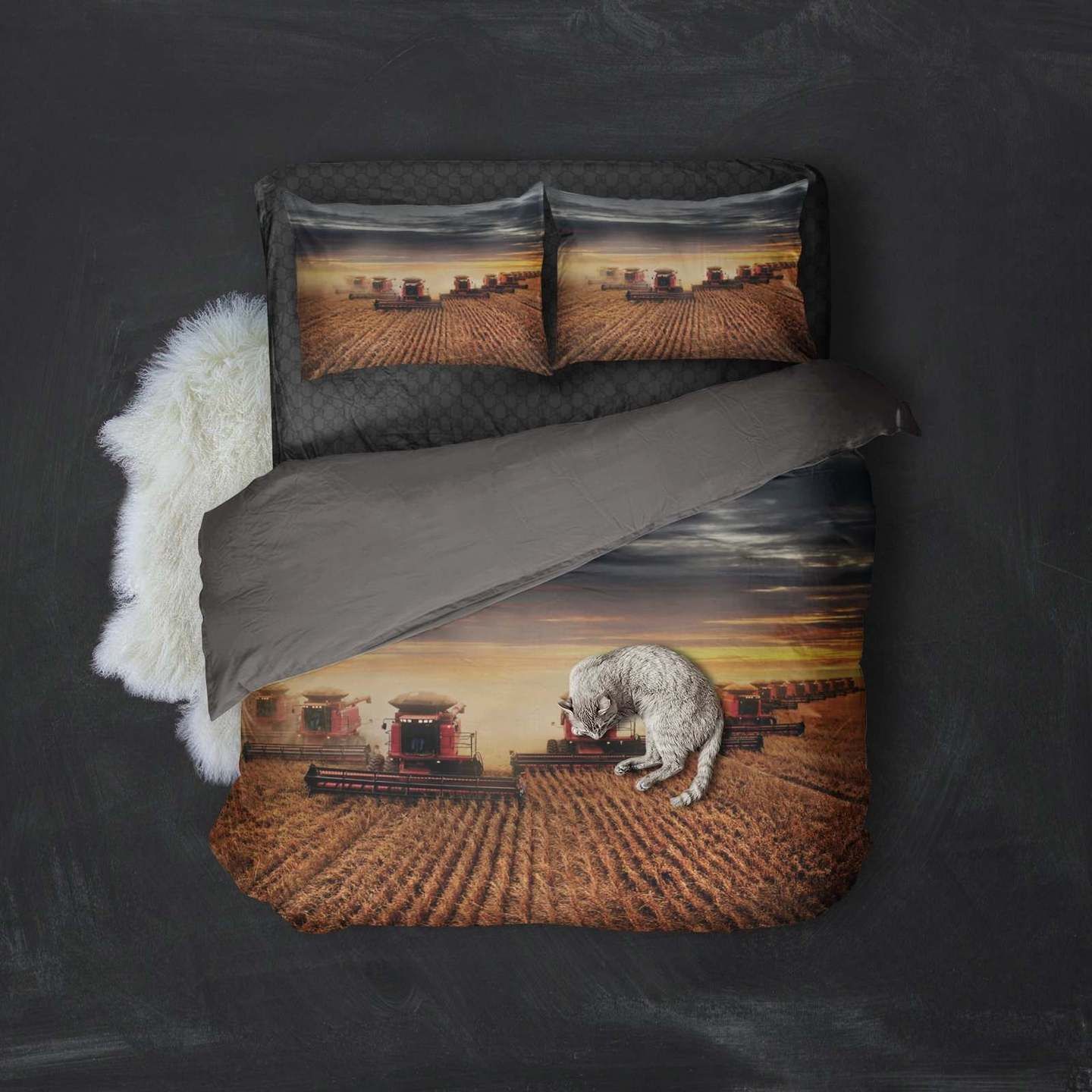 Farmer Red Rice Harvesters Bedding Set