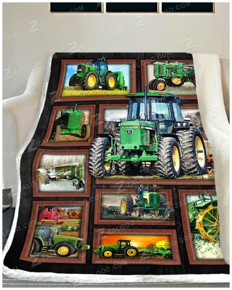 Farmer Tractors Sherpa Fleece Blanket