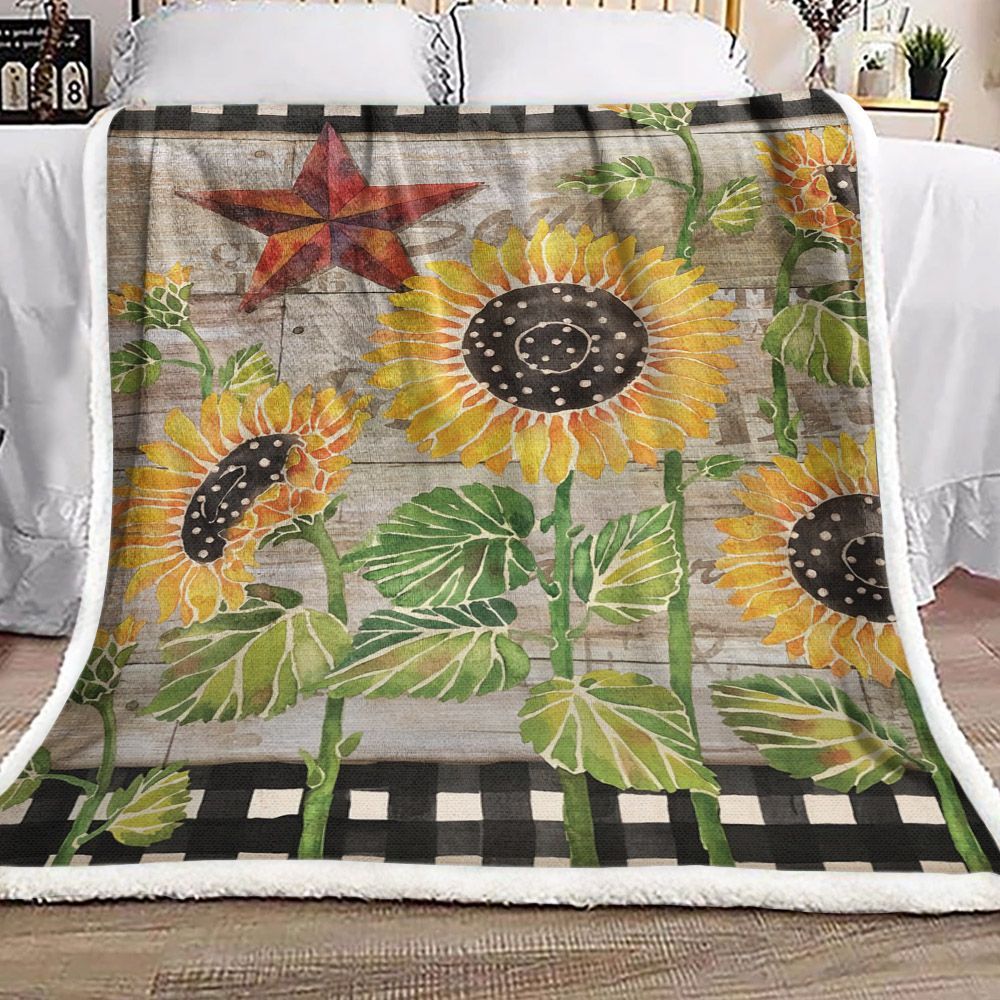 Farmhouse Sunflowers Sherpa Fleece Blanket