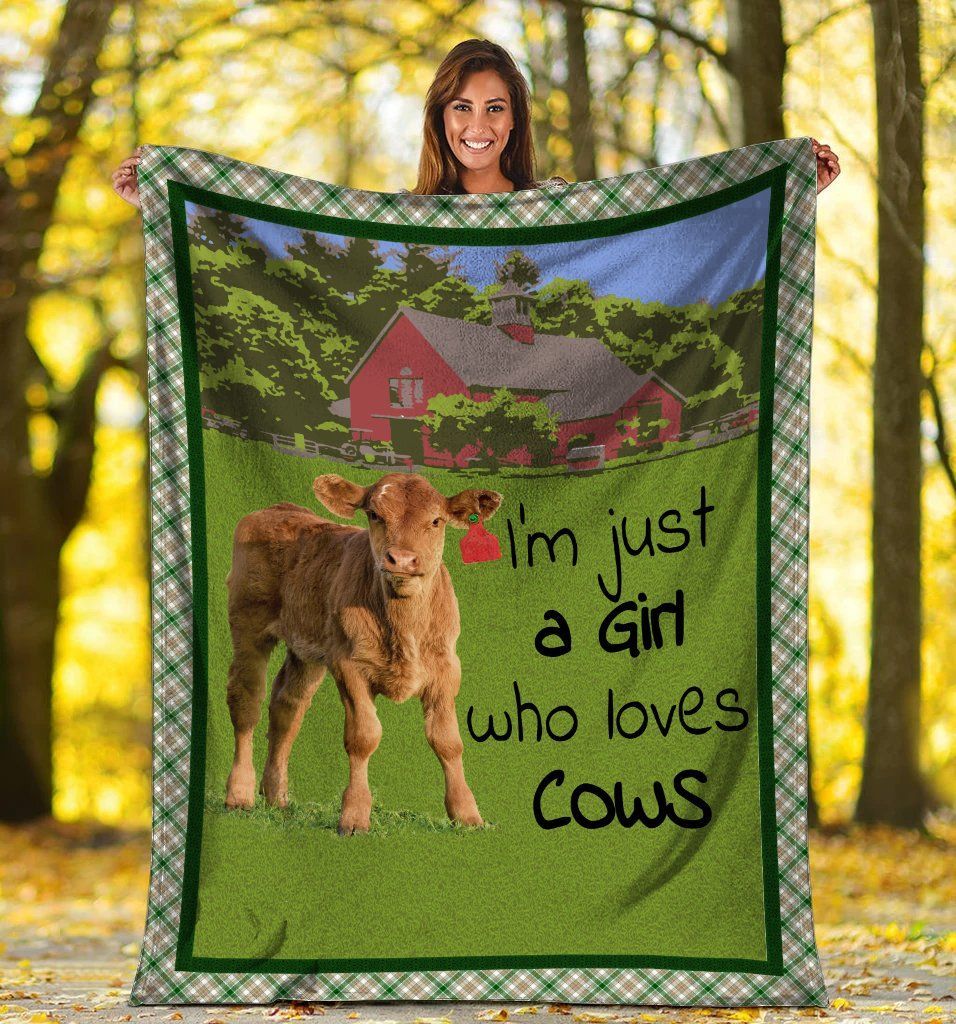 Farming I’m Just A Girl Who Loves Cows Cow Lover Sherpa Fleece Blanket