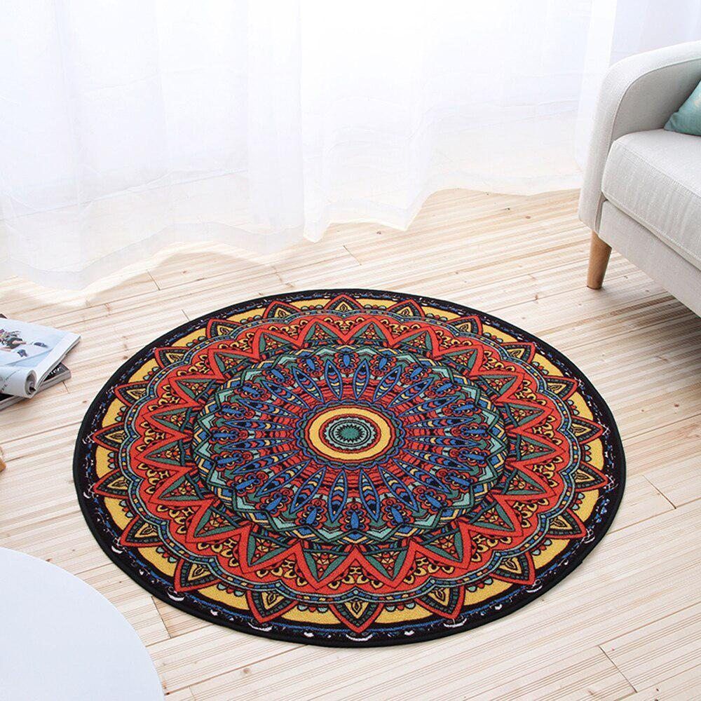 Fashion Bohemian National Style Geometric Pattern Round Carpet