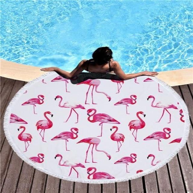 Fashion Flamingo Pink Pattern Printed Round Beach Towel