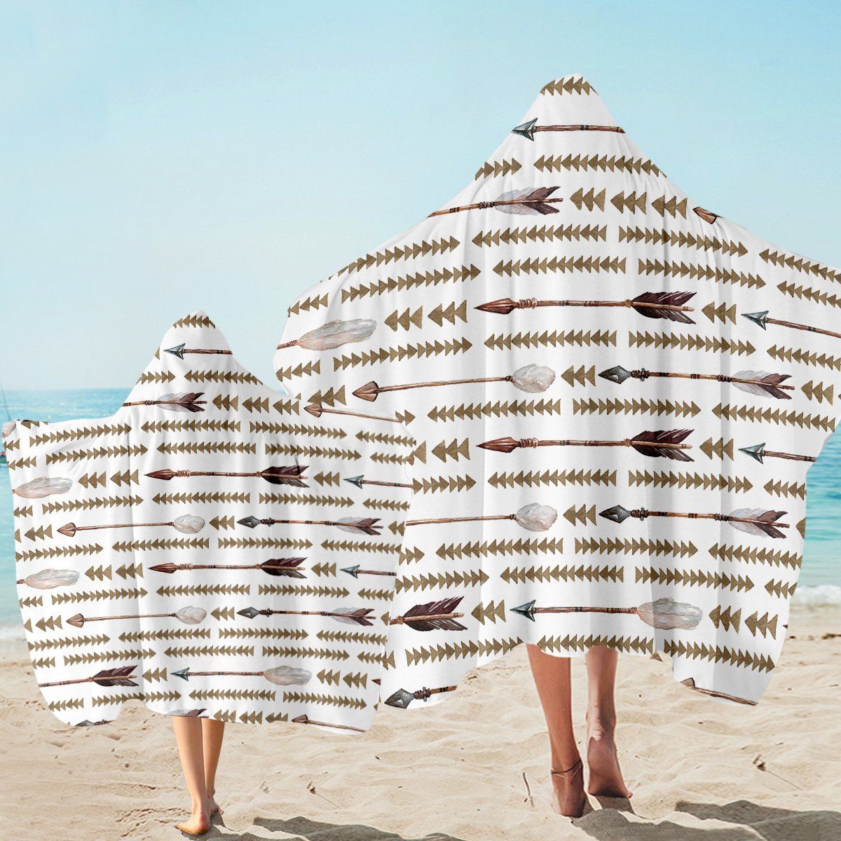 Fast Fwd Arrows Creamy Printed Hooded Towel