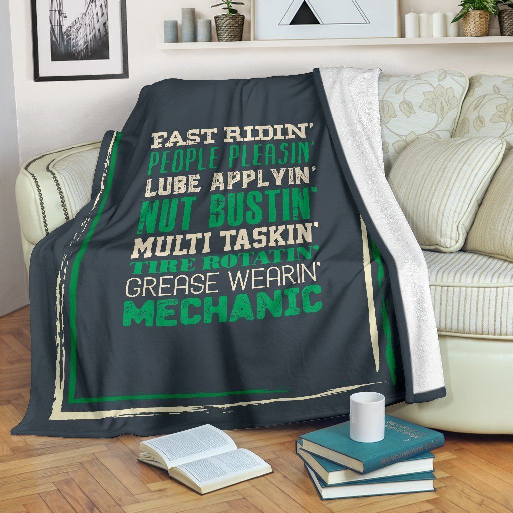 Fast Ridin Mechanic Sherpa Fleece Blanket