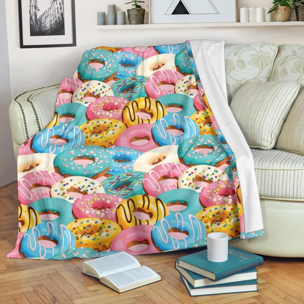 Fastfood Donut Pattern Print Design Fleece Blanket
