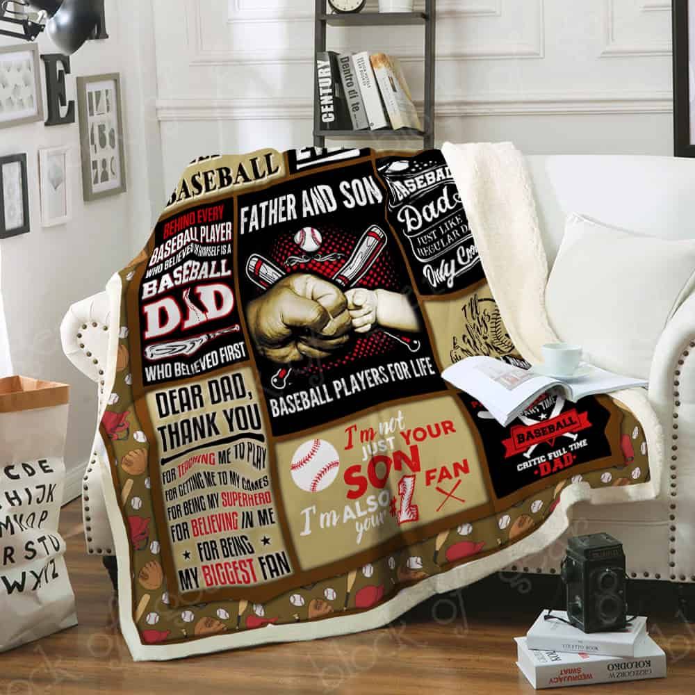 Father And Son, Baseball Sherpa Fleece Blanket