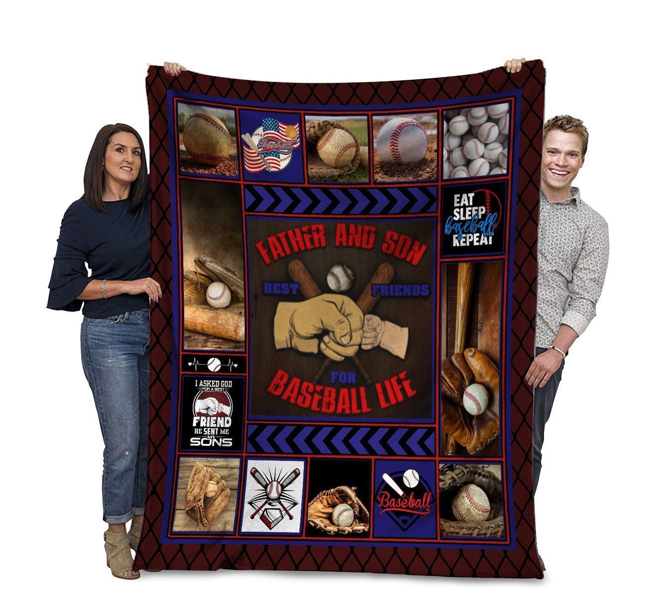 Father And Son Best Friends For Baseball Life Fleece Blanket