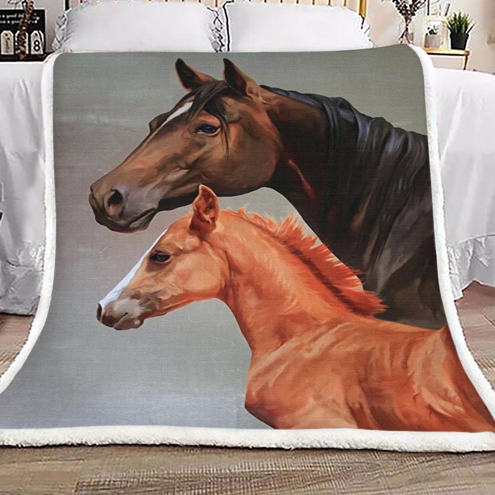 Father And Son Horse Sherpa Fleece Blanket